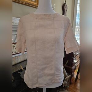 Mario Bini Size 6 Peach Short-sleeved Eyelet Blouse